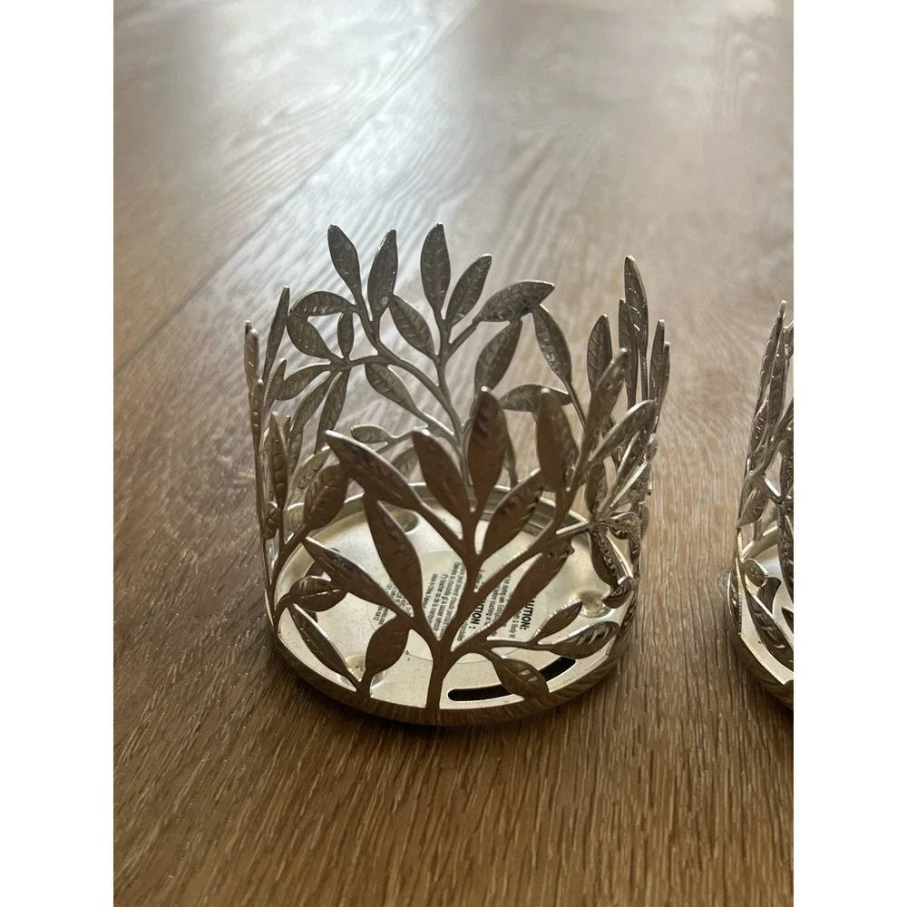 2 New Bath & Body Works Small Vine Leaf Branches Tree Candle Votive Holder